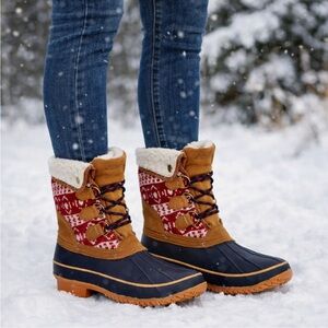 Khombu Women's 7 Mayans Insulated Sweater Waterproof Winter Snow Boots Aztec
